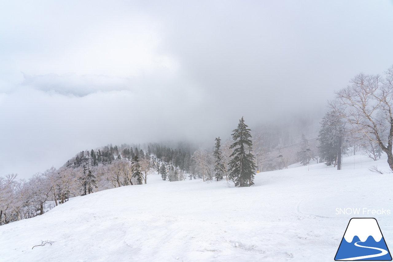 大雪山層雲峡・黒岳ロープウェイスキー場｜真っ白な『霧』に包まれた雲上のゲレンデ。春スキー＆スノーボードを楽しむなら、今がおススメです(^^)v